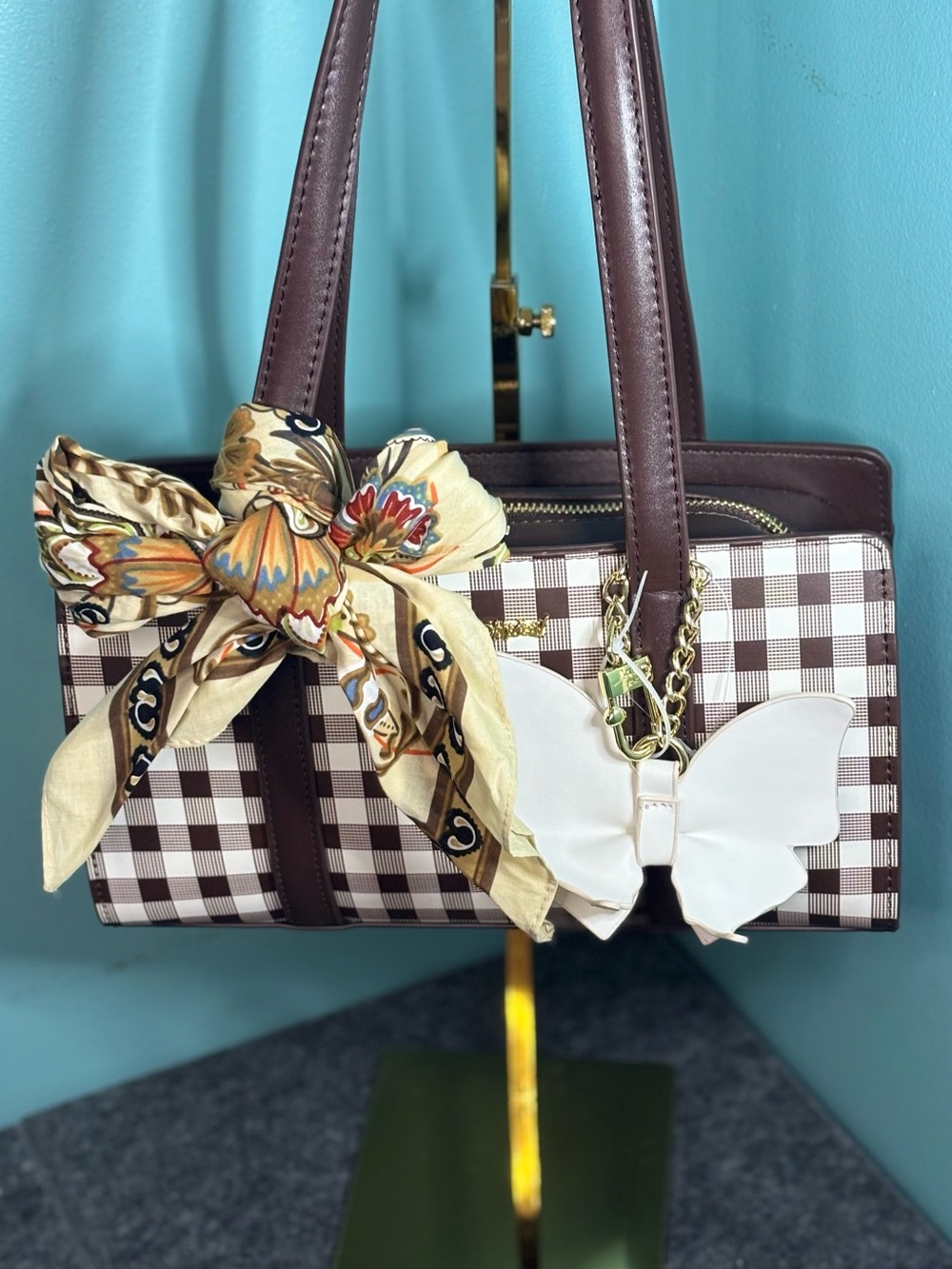 Betsey Johnson XOMACK Plaid Shoulder Bag NWT - Picture 5 of 10